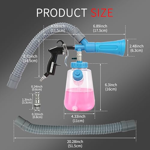 3IN1 Car Interior Detailing Air Blow Gun with Adjustable Air Flow Nozzle, Quickly Blasts Dirt, Car Detailing Kit, Works with Air Compressor (Upgrade Rotate Tube) Metal Tube - color: Metal Tube
