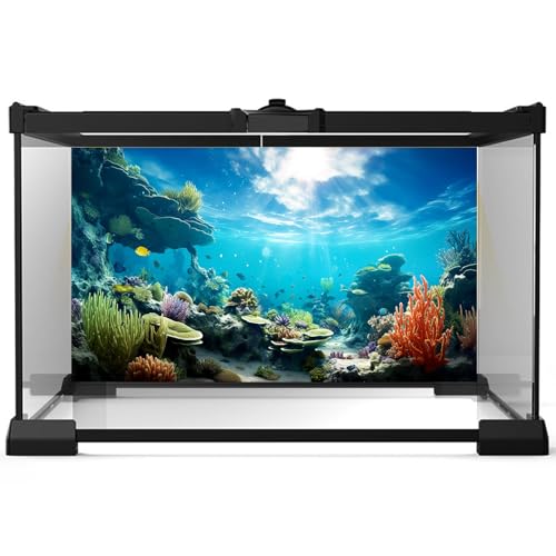Ocean Floor Fish Tank Background Underwater Coral Reef Stone Aquarium Background Under Water Seaweed Background Cave Sunlight Fish Tank Backdrop Decoration Aquarium Backdrop Durable Vinyl 24x12in - color: Blue_Purple, size: 24(W)x12(H)inches/ 60(W)*30cm(H