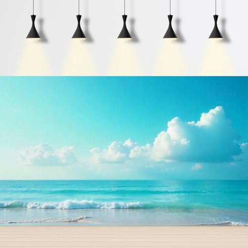 Ocean Beach Aquarium Background Calm Turquoise Ocean Seaside Fish Tank Background Tropical Seashore Beachside Cloudy Blue Sky Terrarium Backgrounds Stunning Seascape Reptile Tank Backgrounds 30x18in - color: Aqua, size: 30(W)x18(H)in