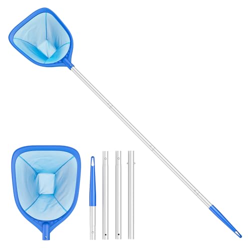 Mowend Swimming Pool Skimmer Net Total Length 57 inches, Leaf Rake Net with 4 Section Telescopic Aluminum Pole for Fast Cleaning Ponds, Hot Tub, and Spas, Pool Cleaner Supplies and Accessories - color: Blue, size: Pool Skimmer Net 57 inches