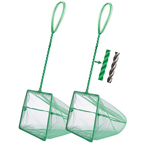 2 Pcs Aquarium Fish Net, 6 inches Fine Mesh Quick Catch Fish Net for Fish Tank Betta Fishing Net - color: Green, size: 6" (2-Pack)