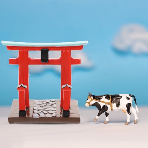 Garneck Japanese Torii Gate Shinto Ornament Shrine Temple Fairy Zen Gardens Decor Japan Altar Shelf Torii Gate Statue Landscape Miniatures for Home Fish Tank Aquarium Decorations