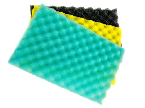 Wave Point Aquarium Bio Sponge Foam Filter Media Pad Cut-to-fit for Fish Tank Sump Pond 17" x 11" x 1/2" to 1" (1 Set (3 PCS))