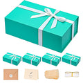 LIFELUM Large Gift Boxes with Lids,5 Pack 13.85 x 8.35 x 4.45 inch Rectangle Collapsible Gift Boxes with Ribbon,Card,Shredded Paper Filler Christmas,Birthdays - color: Green Blue, size: 1 count (Pack of 5)