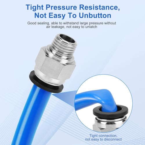 12 Pcs Push to Connect Fittings 1/2 Inch Tube OD x 1/4 Inch NPT Thread Pneumatic Male Straight and Elbow Quick Connect Air line fittings - size: 1/2"OD x 1/4"NPT