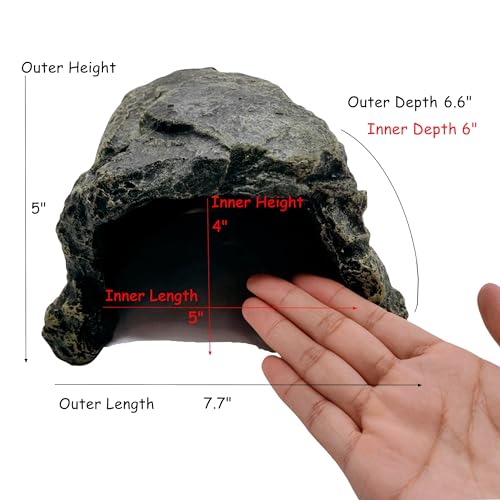 M2cbridge Aquarium Fish Hide Cave Reptile Hideout Cave Terrarium Amphibians Habitat Decor(Black Rock) - style: Rustic