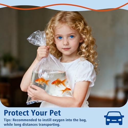 Live Fish Bags,Double Seal, Leak Proof, Heavy Duty for Aquarium Fish Shipping, Transportation, 50 Pack 7.5” x 13”