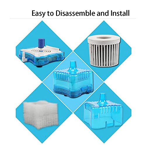 Fish Tank Filter Aquarium Sponge Filter Quiet Small Filter for 1-20 Gallon Aquariums Detachable with Activated Carbon and Air Stone Blue (Air Pump and Air Hose not Included) - color: Blue Filter