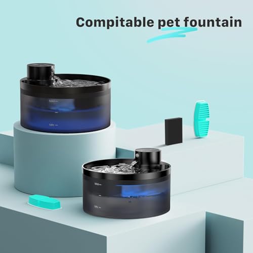 FOFNON Cat Water Fountain Filters: 24 Cat Fountain Filter - ONLY for Battery Operated Cat Water Fountain - 12 Pieces of Filters + 12 Pieces Sponges of Cat Fountain Cordless