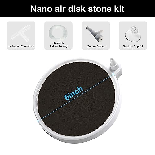 boxtech 6 Inch Fish Tank Air Stone - Quiet Aquarium Oxygen Aerator, Ultra-High Dissolved Oxygen Diffuser Airstone Bubbler for Hydroponics and Aquarium Fish Tank (Air Pumps not Included) - size: 6 inch for 100 - 150 gallon tanks