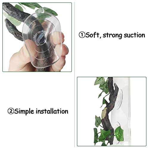 Fhiny 2 PCS Reptile Corner Branch, Resin Climb Tree Branch Decor with Leaves Tank Accessories Terrarium Plant Ornament with Suction Cup for Snake Lizard Bearded Dragons Gecko Climbing - color: Green, 2 Pcs