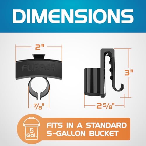 Flipper Bucket Buddy Aquarium Bucket Organizer, Hose Holder Clip for 5 Gallon Buckets, Fish Tank Water Change Caddy for Siphon Hose, Scraper, Net, and Cleaning Tools