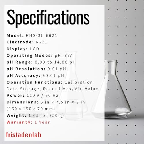 Fristaden Lab Benchtop pH Meter | USA Company | 6621 Electrode for Semi-Soft Foods and Fruits | High-Accuracy (0.01 pH) | Calibration Solutions Included
