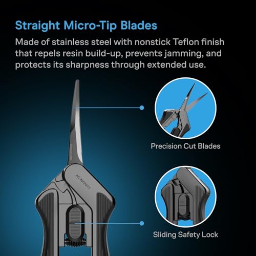 AC Infinity 6.6” Stainless Steel Curved Pruning Shear 2-Pack, Lightweight Ergonomic Design, Curved Precision Blades with Nonstick Teflon Coating for Gardening, Hydroponics, Grow Tents