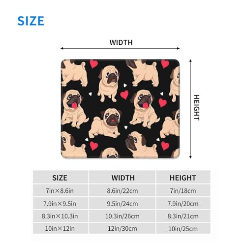 Cute Pug Fashion Mouse Pad,Pad Mousepads with Non-Slip Rubber Base for Laptop Desktop Computer, 8.3 X 10.3 in - color: Cute Pug, size: 8.3L x 10.3W inches