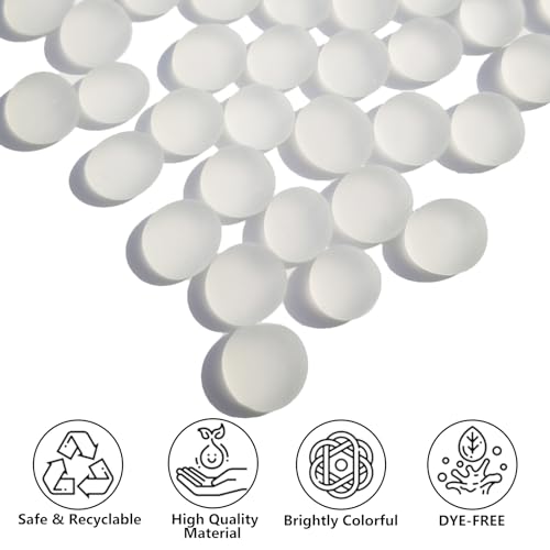 QYGL Sea Glass Gems - 0.9 Lb White Frosted Flat Glass Marbles, Flat Gems Decorative Stones for Vase Fillers, Aquarium Rocks, Floral Supplies, Table Scatter, Craft Mosaics, and DIY Ornaments - color: White