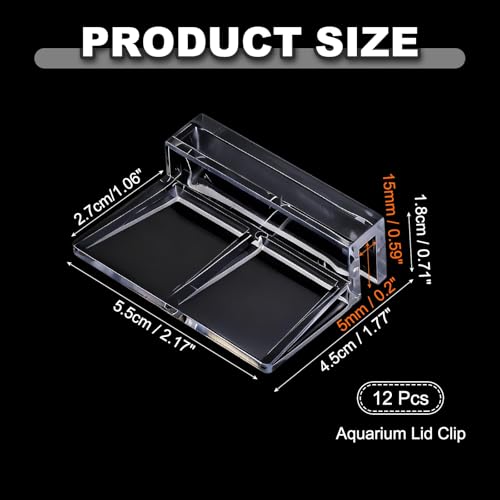 12 Pcs Aquarium Lid Clips, 5 mm Acrylic Aquarium Cover Bracket Fish Tank Lid Older Fish Tank Clip Transparent Durable Easy to Clean, Intended for Rimless Aquariums Top Cover - size: 5 mm