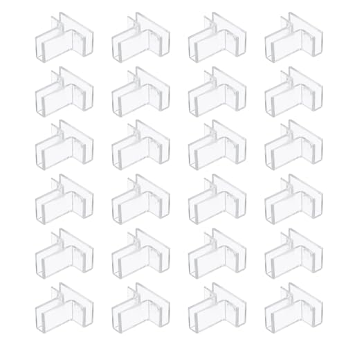 uxcell 24Pcs Plastic Glass Connector, Suitable for 5mm Thick t Shaped Glass to Glass Clamp, Fixing Bracket Rimless Clip Holder for Aquarium Fish Tank Display Shelves, Transparent - color: Transparent, size: 5mm