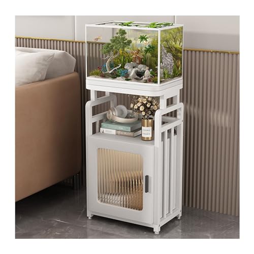 Fish Tank Stand, Freestanding Reptile Terrarium Stand, Metal Iron Shelf Fish Shelf with Non-Slid Mat for Living Room(White,46X26X75CM) - color: White, size: 46X26X75CM