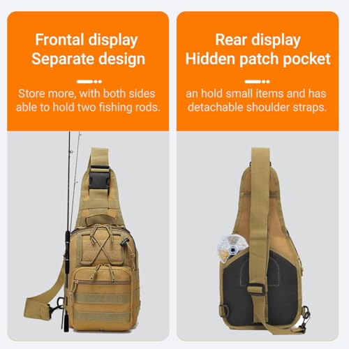 Lightweight Fishing Tackle Backpack Professional Water-Resistant All-in-One Rod Holder & Gear Storage - color: Khaki