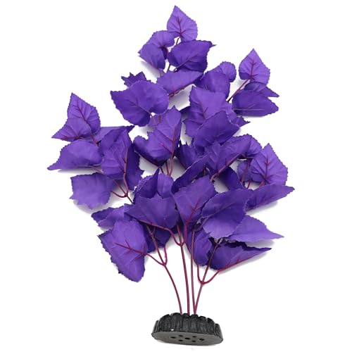 ALEGI Silk Aquarium Plants, 16 Inch Artificial Silk Plants Decorations for Fish Tank,Aquarium Décor Plastic Plants (Purple, 2 Pack) - color: Purple