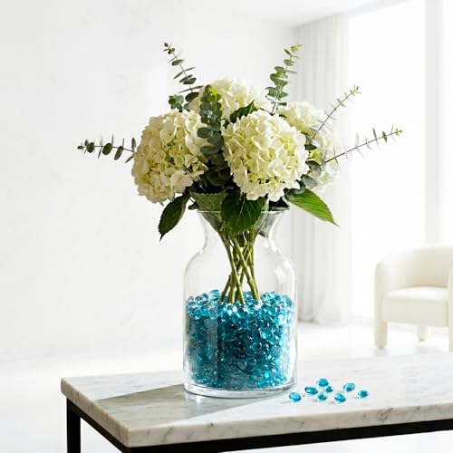 QYGL Sea Glass Stones - Turquoise Clear Glass Pebbles Gemstones - Perfect for Aquarium Rocks, Fish Tank Gravel, Vase Fillers, DIY Crafts, and Home Decor (0.9LB/14oz) - color: Turquoise