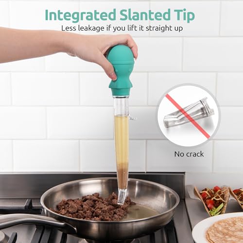 U-Taste 1.5oz Angled Turkey Baster - 228.2℉ Heat Resistant Food Grade Tritan and Silicone Large Octopus Bulb Baster Set with Cleaning Brush for Cooking Basting Meat Poultry Beef Chicken (Aqua Sky) - color: Aqua Sky