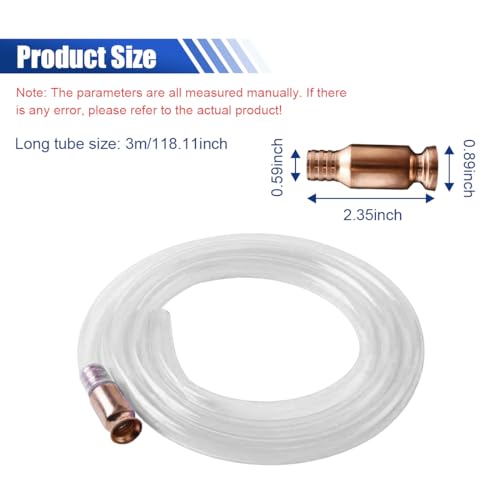 Shaker Siphon Hose for Gasoline, Gasoline Fuel Transfer Pump, Hand Pump Self Priming, 10Ft, 1/2'' Copper Valve Siphon Hose, for Gas Diesel Oil Liquid Water(3 m) - size: 3 m