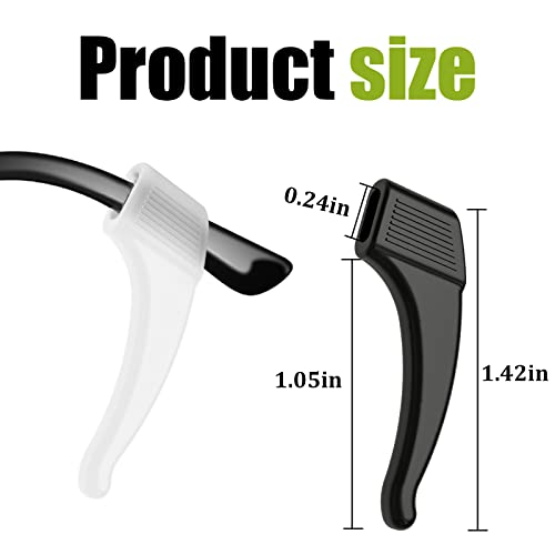 SMARTTOP 20 Pairs Anti-Slip Eyeglass Ear Grips Hook, Comfortable Silicone Elastic Eyeglasses Temple Tips Sleeve Holder-For Eyeglasses Sunglasses Spectacles Glasses Reading (10 Black&10 Clear) - color: Black & Clear