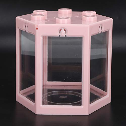 Mini Plastic Fish Small Hex Fish Portable Desktop Aquarium Fish Bowl for Office Home Decor