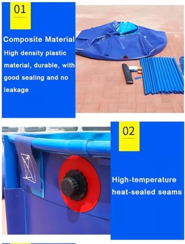 Aquarium Pool Pond Swimming Drain Valve Aquaculture Water Tank Cistern Steel Frame Multifunction PVC Canvas Temporary Fish Large PVC Canvas with Drain Valve Temporary Holding Tan - color: 1x0.8m