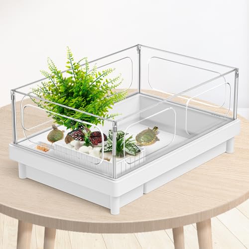 Moonorange Reptile Artificial Plants, Terrarium Plants Decorations Supplies, Aquarium Fish Tank Plants, Amphibian Habitat Hideout Tank Accessories(L Set-3pcs/E) - color: L Set-e