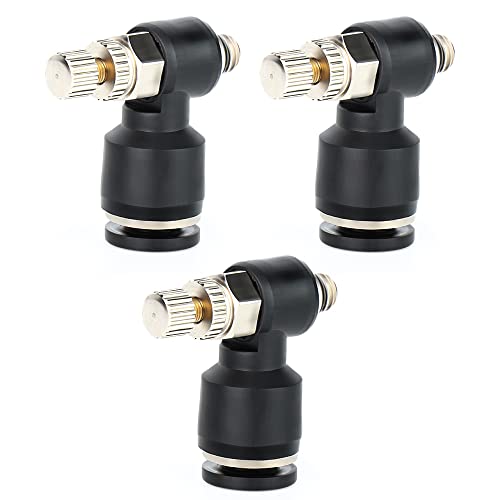TAILONZ PNEUMATIC 3 Pack SL6-M5 Push to Connect Air Line Fitting Air Flow Control Valve 6MM od M5 Npt Elbow 90 Degree Air Speed Control Valve Fitting - size: 6mm OD M5