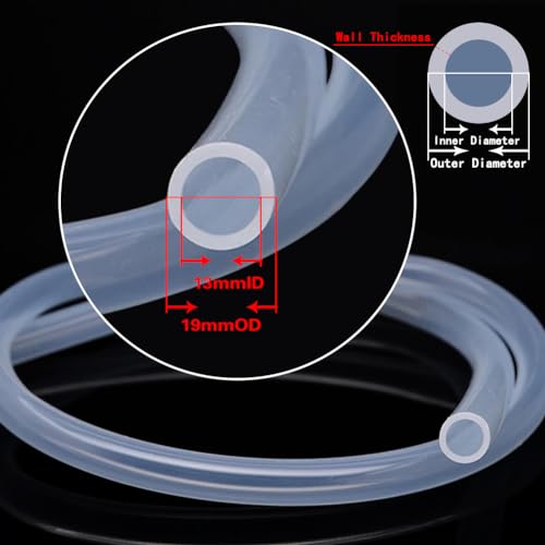 Silicone Tubing 13mm (1/2") ID x 19mm OD Food Grade High-temperature Pure Silicone Hose Tube Clear Pipe for Home Brewing Air and Liquid Transfer (Length 6 Meter- 19.68FT) - size: 13mmx19mm, style: 6M