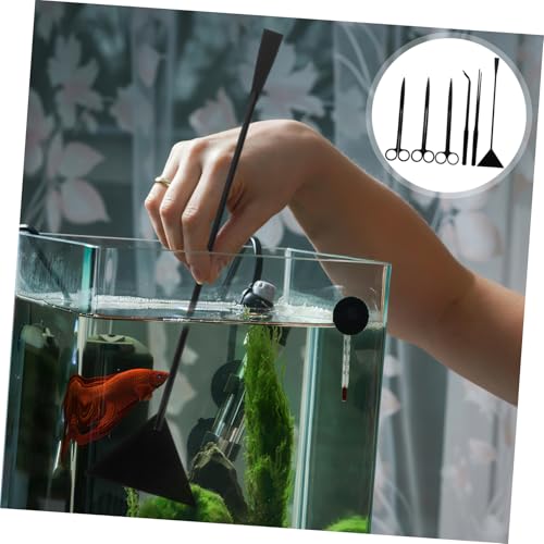Yardwe 1 Set Stainless Steel Aquascaping Tools Precision Tweezers Scissors Spatula for Fish Tank Water Grass Trimming and Plant Care