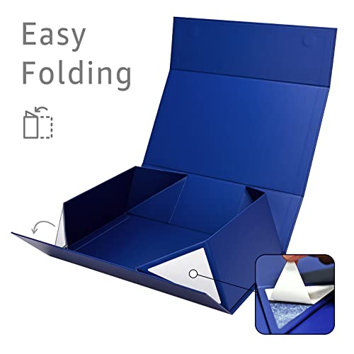 LIFELUM Navy Blue Gift Boxes 2 Pack 13.85 x 8.35 x 4.45 inch, Gift Box for Presents with Ribbon,Card,Shredded Paper Filler Magnetic Closure for Business, Father's Day, Holidays,Birthdays - color: Navy Blue, size: 1 count (Pack of 2)