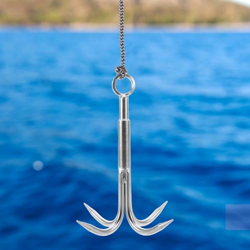 Kisangel Four-Claw Anchor Hook Stainless Steel Heavy Duty Grappling Hook for Freshwater Saltwater Fishing Outdoor Retrieval and Underwater Treasure Hunting 7.87X6.29X6.29 Inch