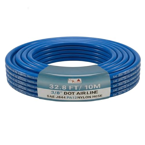 Utah Pneumatic 3/8" DOT Air Line SAE J844 PA12 Nylon Tubing for Air Suspension, Industrial Automation, Workshop Air Systems, Misting & Fluid Transfer, Blue - 10 Meters (32.8ft) - color: Blue, size: 3/8 inch DOT - 32.8 Feet