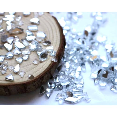 Broken Mirror Irregular Crushed Glass Chips,DIY Craft Glitter Crystal Broken Glass Pieces,Bulk Transparent 2-4mm Glass Sprinkles, for Resin Art Vase Fill and Glitter Painting Jewelry Making.(100g) - color: Broken mirror