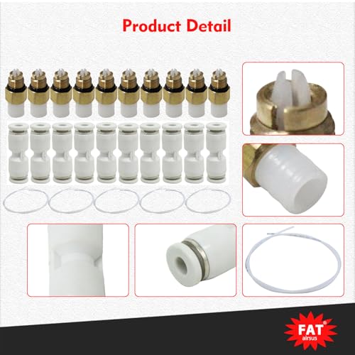 10Pcs M8 Valve Suspension Fittings with 10Pcs Straight Connectors with 5M Air Line Hose Compatible with Mercedes-Benz W164 W251 W164 W212 W211 W220 W221 1643200625