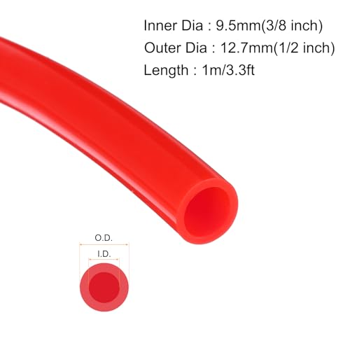 MECCANIXITY 3.3ft Silicone Rubber Tubing 3/8" ID 1/2" OD Plastic Tube Flexible Air Hose for Brewing, Wine Making, Pump Siphon, 9.5mm x 12.7mm, with 2pcs Clamps, Red - color: Red, size: 3/8" x 1/2"