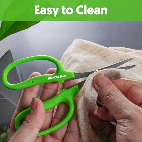 Garden Scissors, 6in Pruning Shears Snips Non-stick Coated Sharp Steel Blades - Gardening Tools Garden Shears for Plants Herb Flowers in Grow Tent and Hydroponics, Curved Blade - style: Curved Blade