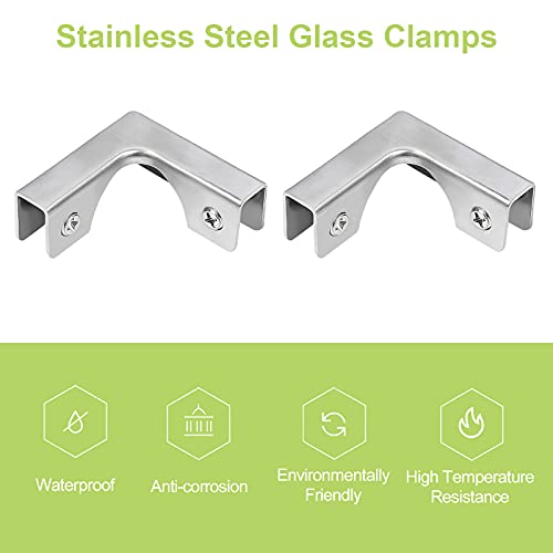 4Pcs Stainless Steel Glass Clamp 2 Way Glass Connectors Rimless Clip Holder for Fixing or DIY Fish Tank, Wind Guard, Display Cabinet, for 5-8mm Thickness - color: Stainless Steel,for 5-8mm, size: 4 Pieces