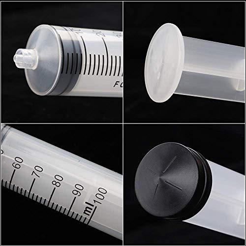 DEPEPE 2pcs 100ml Large Plastic Syringe with 2pcs 47in Handy Plastic Tubing and Luer Connections for Scientific Labs, Measuring, Watering, Refilling, Filtration, Feeding