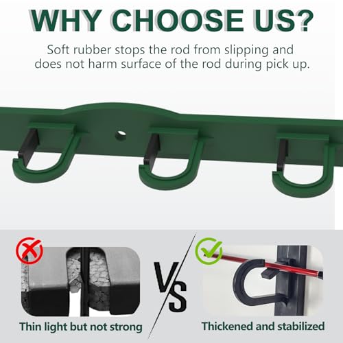 Aventik Vertical/Horizontal Fishing Rod Holder For Garage, Wall, Ceiling Holds Up To 6/12 Fishing Pole Holders (Green) - style: Green