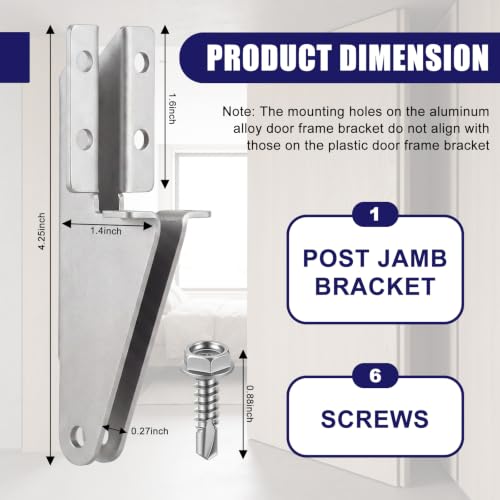 1 Pcs Aluminum Jamb Bracket Aluminum Screen Door Closer Bracket Storm Hardware Replacement Parts for Door Closers (Silver) - color: Silver