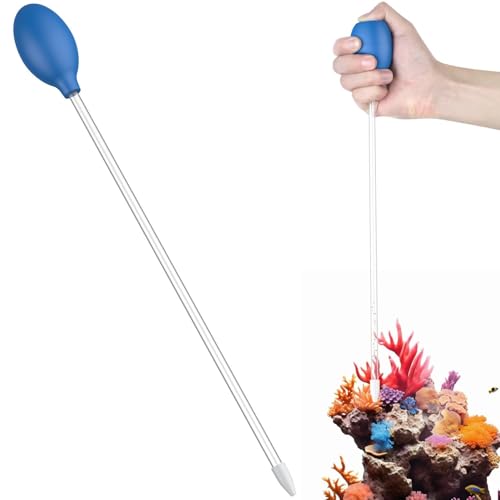 Pawfly Aquarium Coral Feeder 15.7 Inch Long Tube Coral Food Feeder Manual Feeding Tube Fish Excreta Cleaner Long Acrylic Syringe for Reef Marine Fish Shrimp Aquatic Plants - color: Blue, size: 15.7 Inches