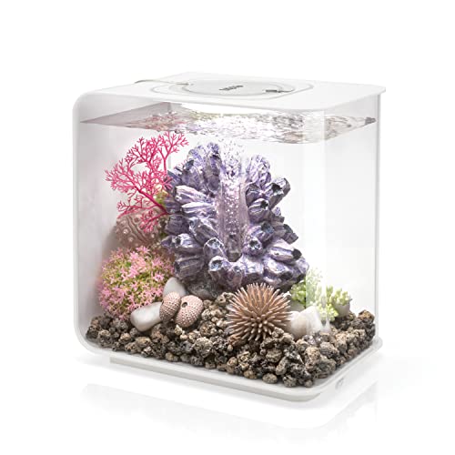 biOrb Flow 15 Acrylic 4-Gallon Aquarium with White LED Lights Modern Compact Tank for Tabletop or Desktop Display, White - color: White with LED Lighting, size: 4 Gallon