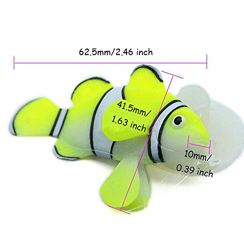 Silicone Aquarium Artificial Floating Glowing Clownfish Set Decor Ornament for Fish Tank, 4 Color (Red, Green, Orange and Black)