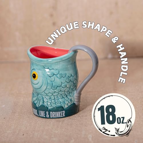 Boxer Gifts Gag Fishing Coffee Mug - Hook Line & Drinker - Funny Fish Gifts For Men - Unique Present For Bass Fisherman